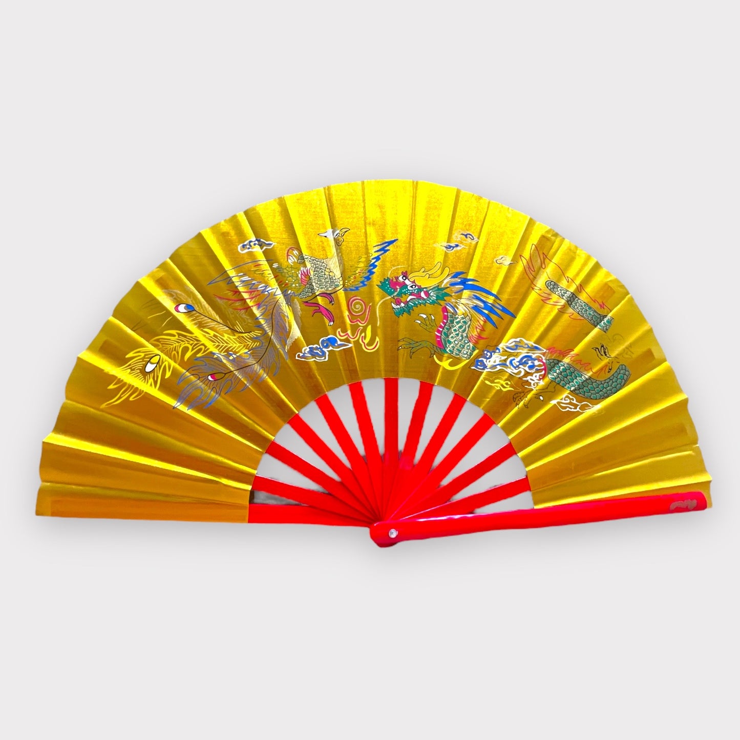 14" Dragon Phoenix Tai Chi Kung Fu Bamboo Fan 龍鳳扇