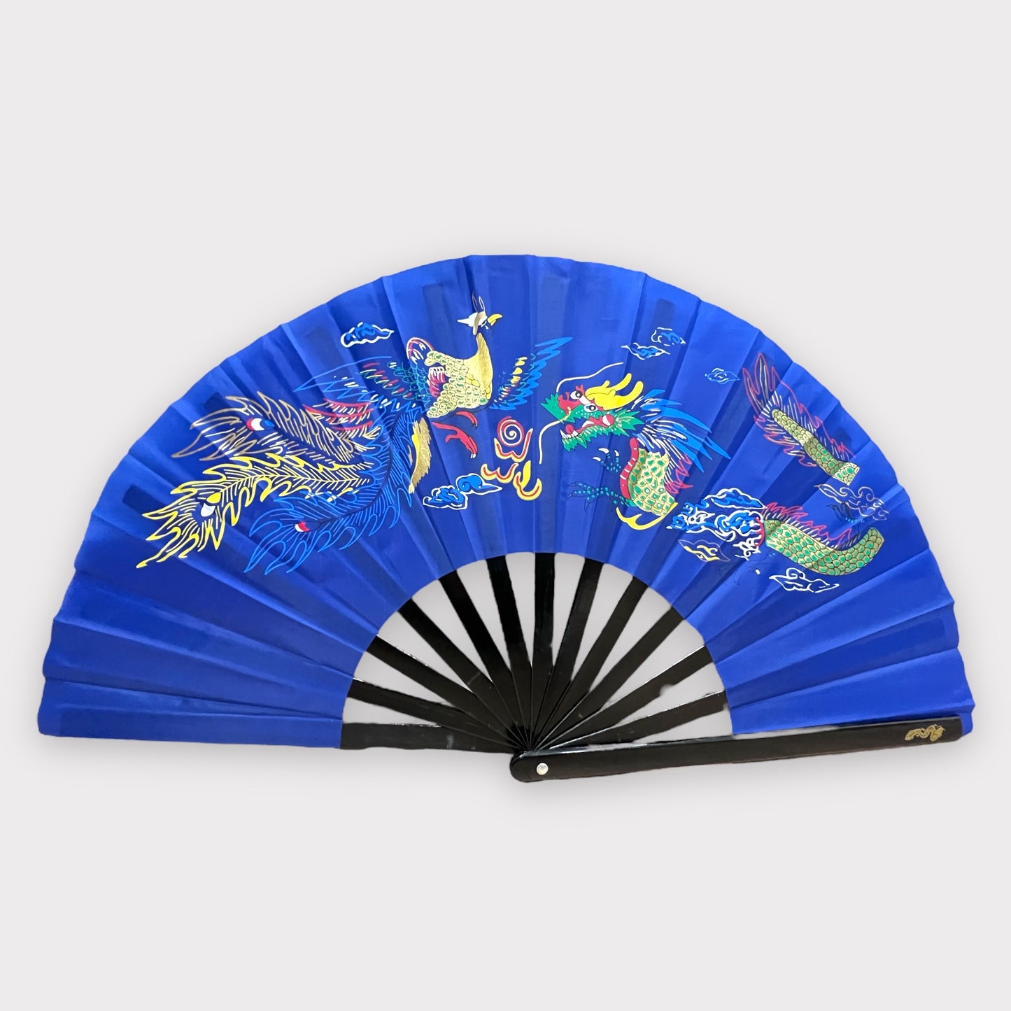 14" Dragon Phoenix Tai Chi Kung Fu Bamboo Fan 龍鳳扇