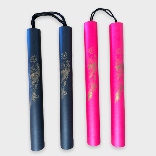 Foam Training Nunchaku - 11" Chuck W/ Gold Dragon 海綿雙截棍