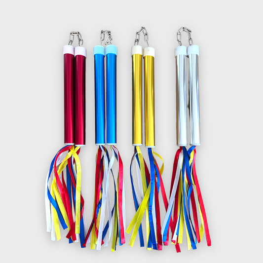 8" Aluminum Alloy Nunchucks W/Colored Ribbons